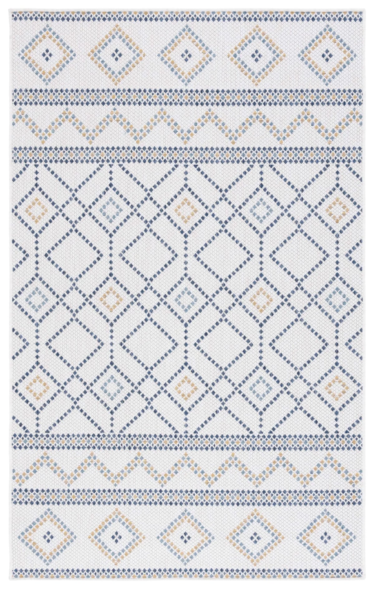Safavieh Courtyard 4'-0" x 5'-7" Rug in Ivory / Navy Yellow