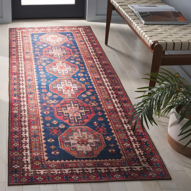 Safavieh Tucson 2'-6" x 8'-0" Rug in Navy / Rust