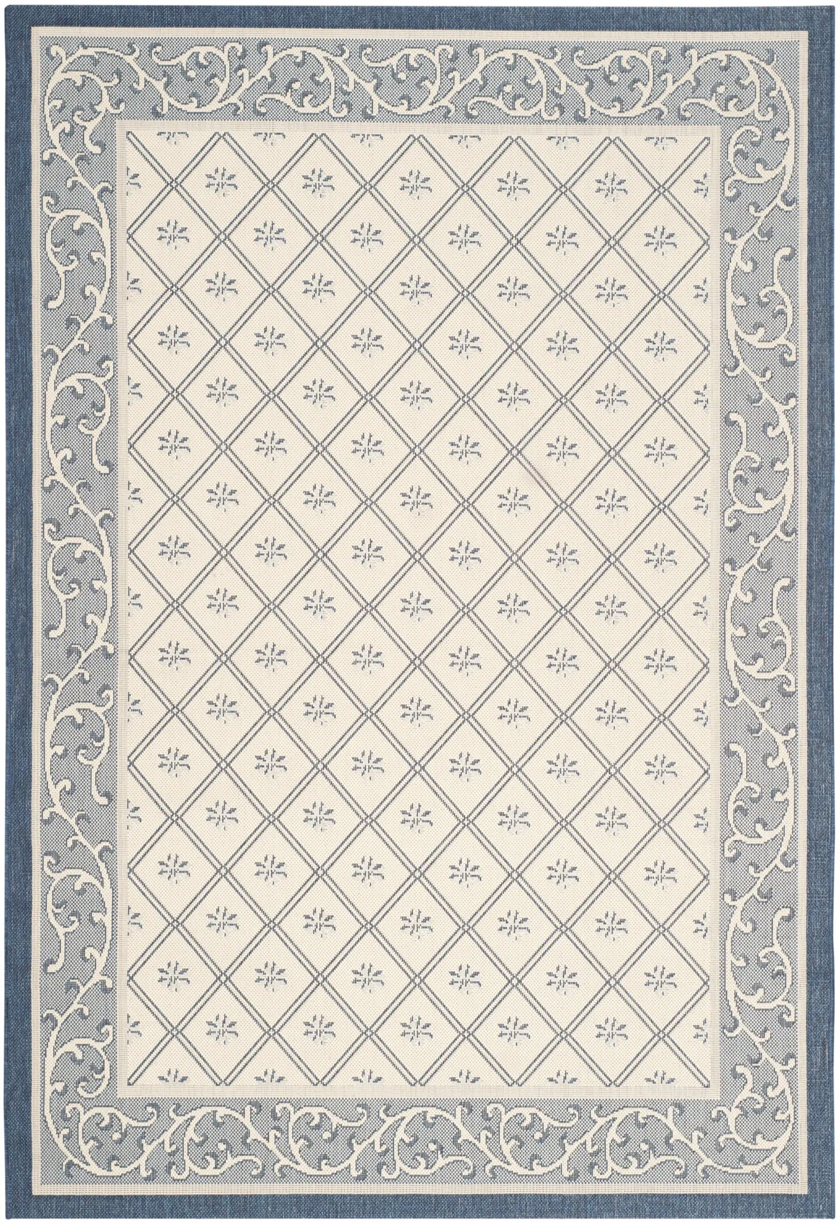 Safavieh Courtyard 4'-0" x 5'-7" Rug in Beige / Navy