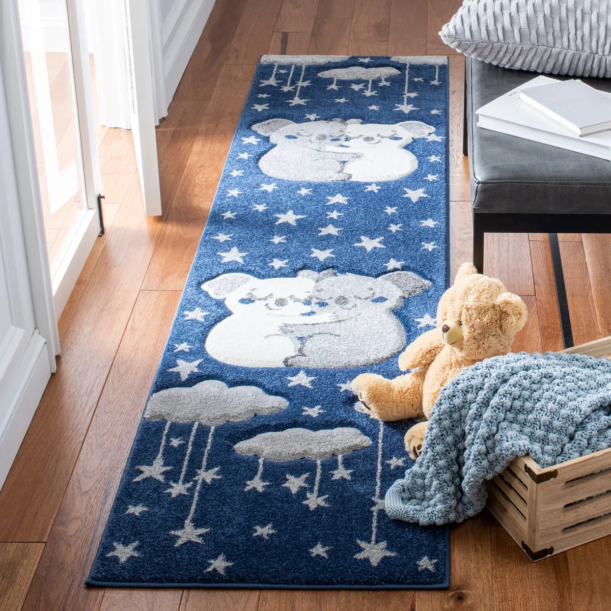 Safavieh Carousel Kids 100 2'-0" x 8'-0" Rug in Navy / Grey