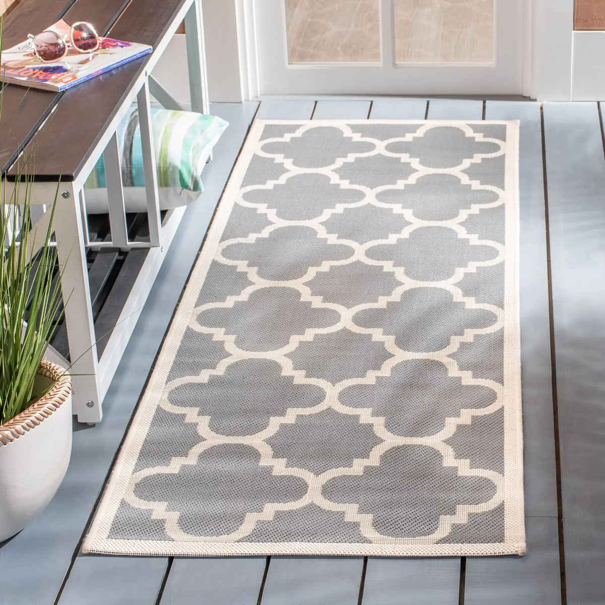 Safavieh Courtyard 2'-3" x 10'-0" Rug in Grey / Beige
