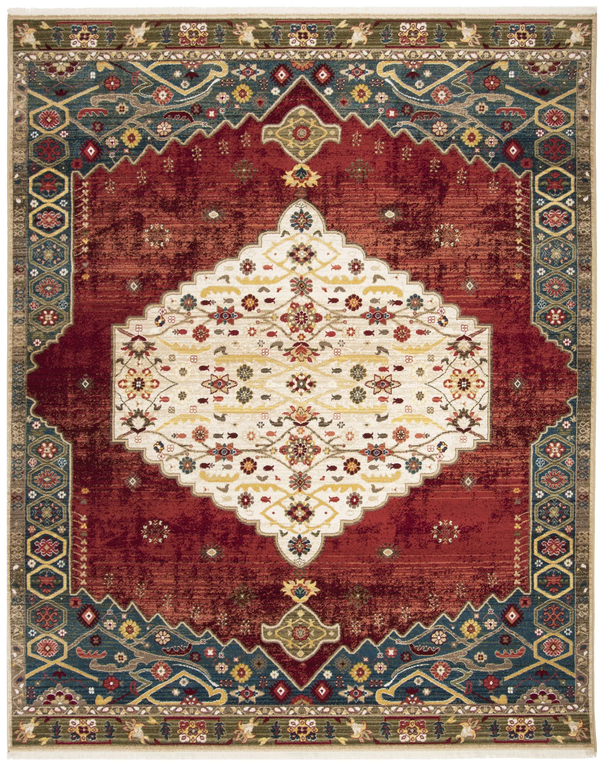 Safavieh Kashan 8'-0" x 10'-0" Rug in Ivory / Blue