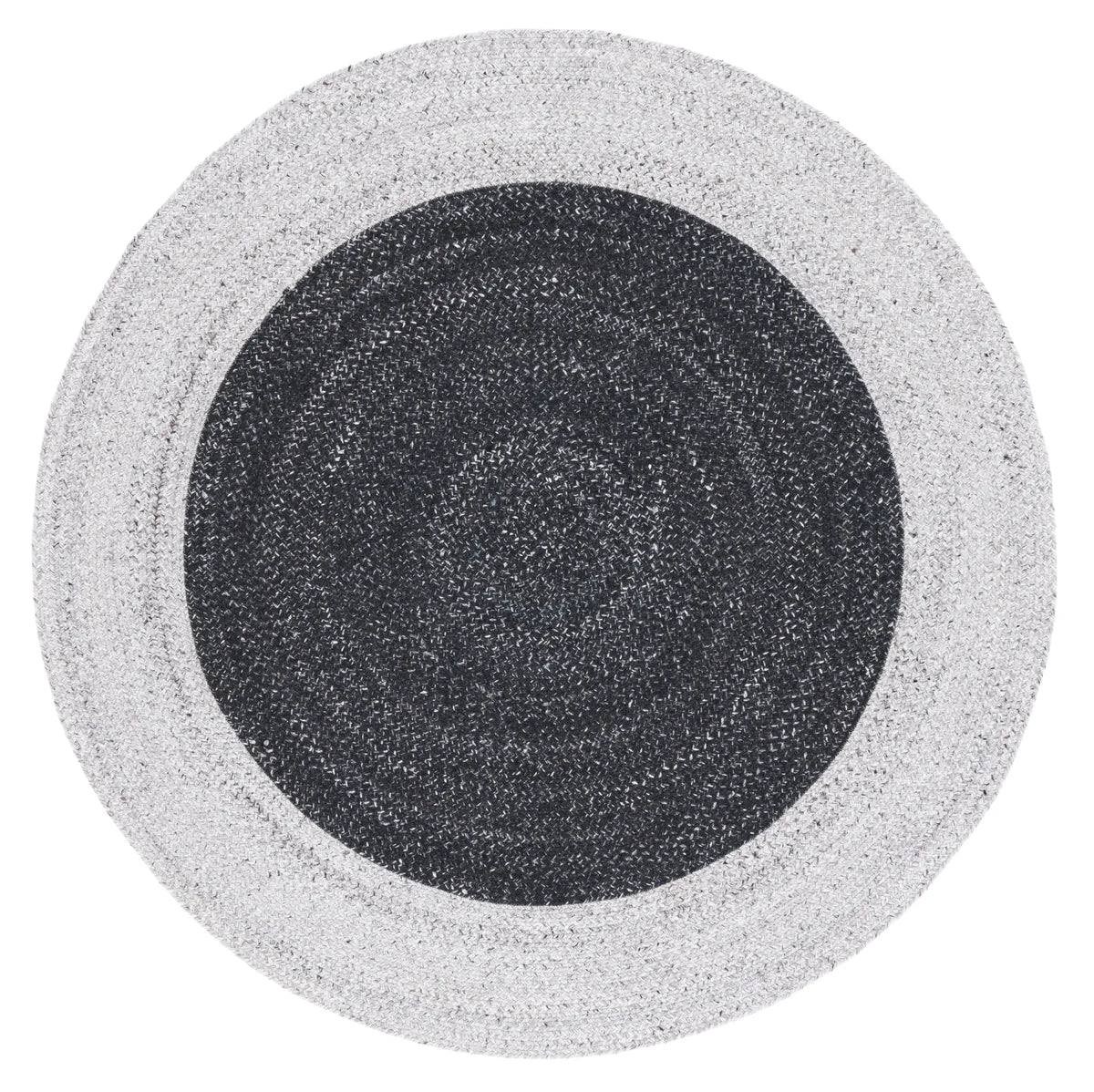 Safavieh Braided 5'-0" x 5'-0" Rug in Black / Light Grey