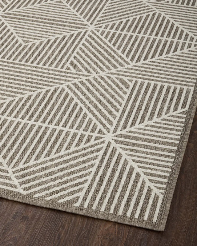 Loloi Rainier Rai-03 Natural/Ivory Rug - angled corner on wood