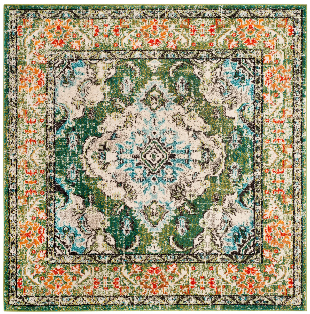 Safavieh Monaco 5'-0" x 5'-0" Rug in Forest Green / Light Blue