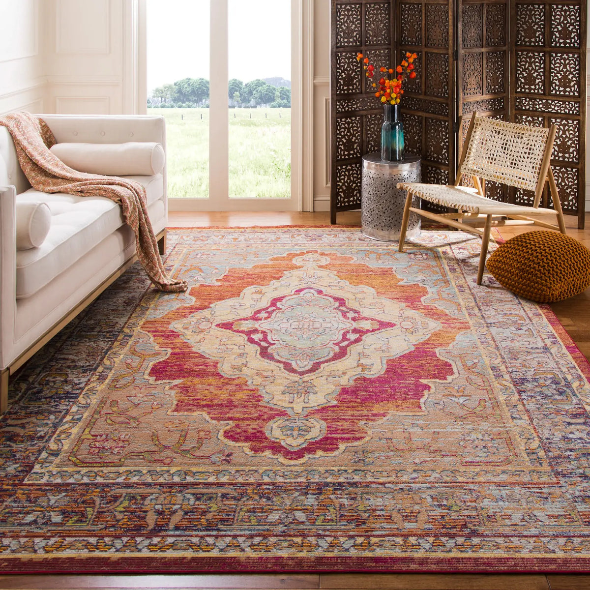 Safavieh Crystal 10'-0" x 14'-0" Rug in Orange / Light Blue