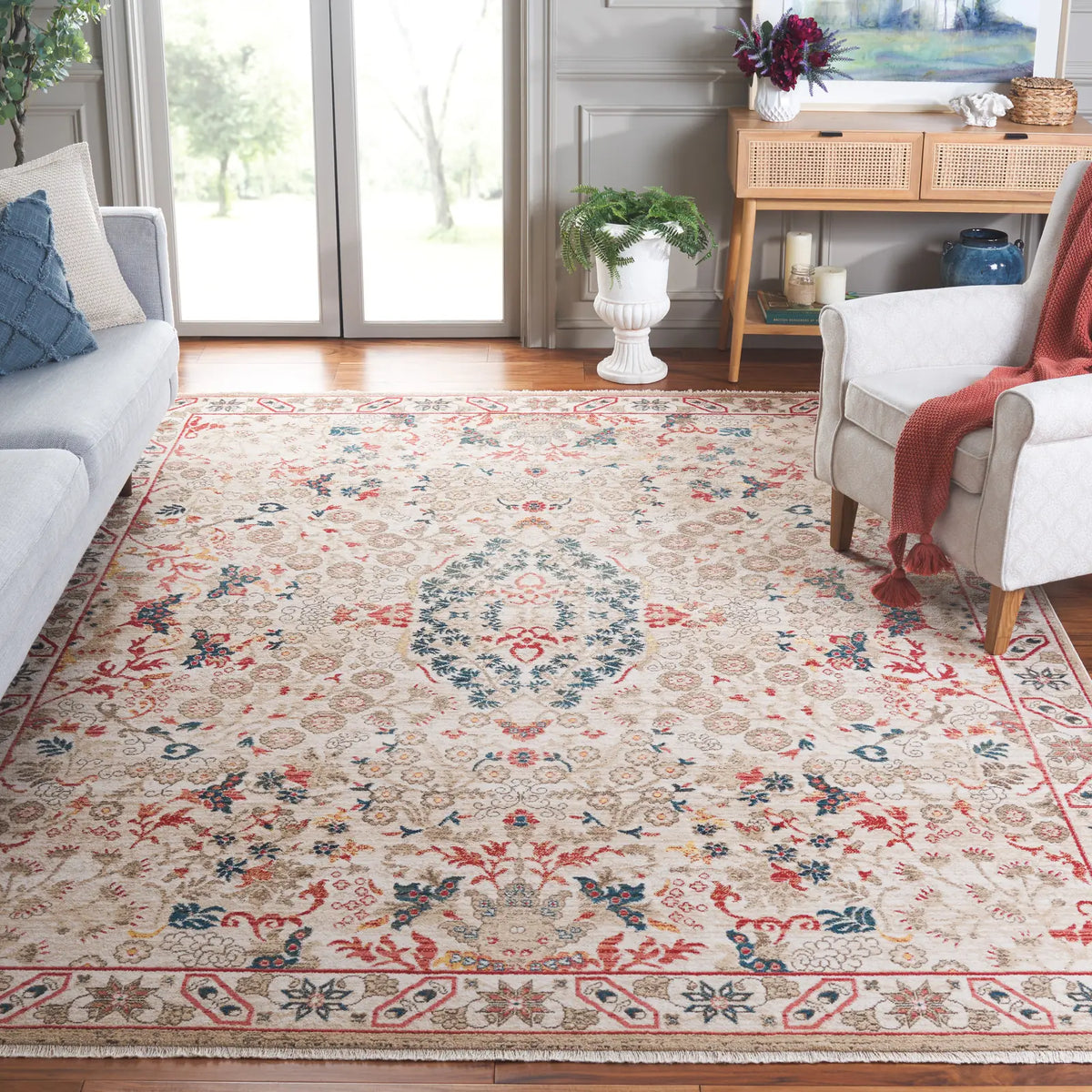Safavieh Kashan 8'-0" x 10'-0" Rug in Ivory / Ivory
