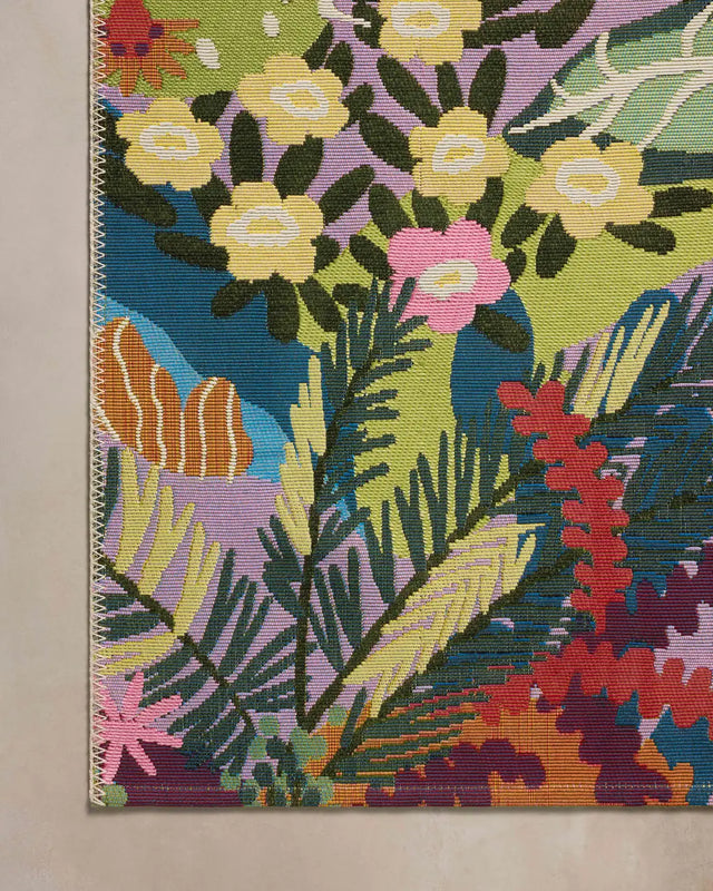 Loloi Botanical BOT-05 Multi Rug - corner on wood