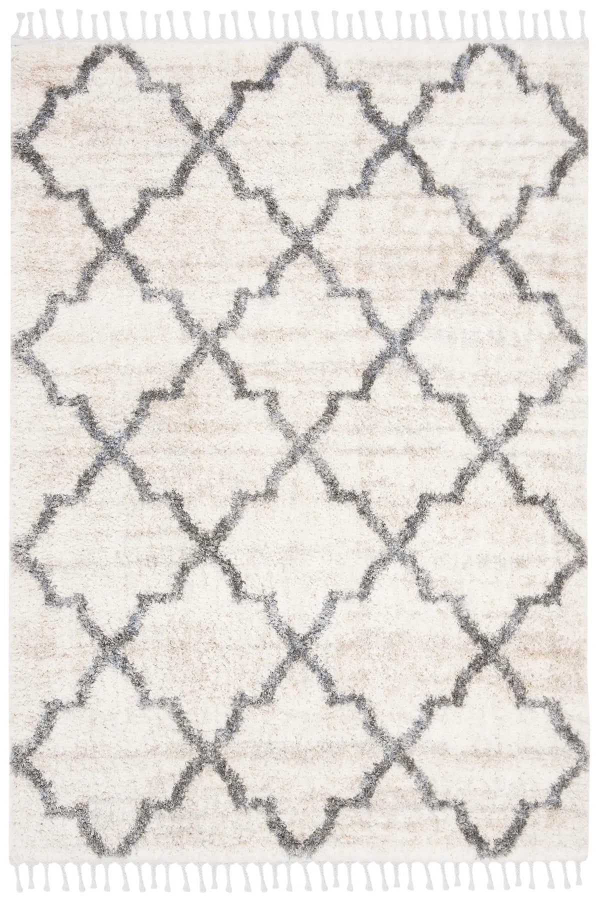 Safavieh Berber Fringe Shag 5'-3" x 7'-6" Rug in Cream / Grey