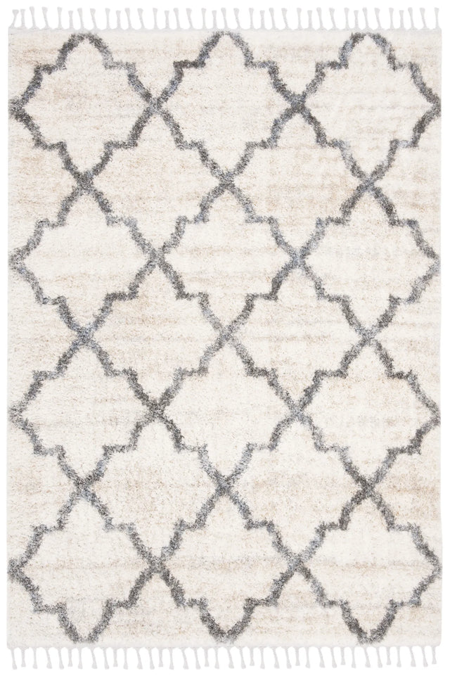 Safavieh Berber Fringe Shag 5'-3" x 7'-6" Rug in Cream / Grey