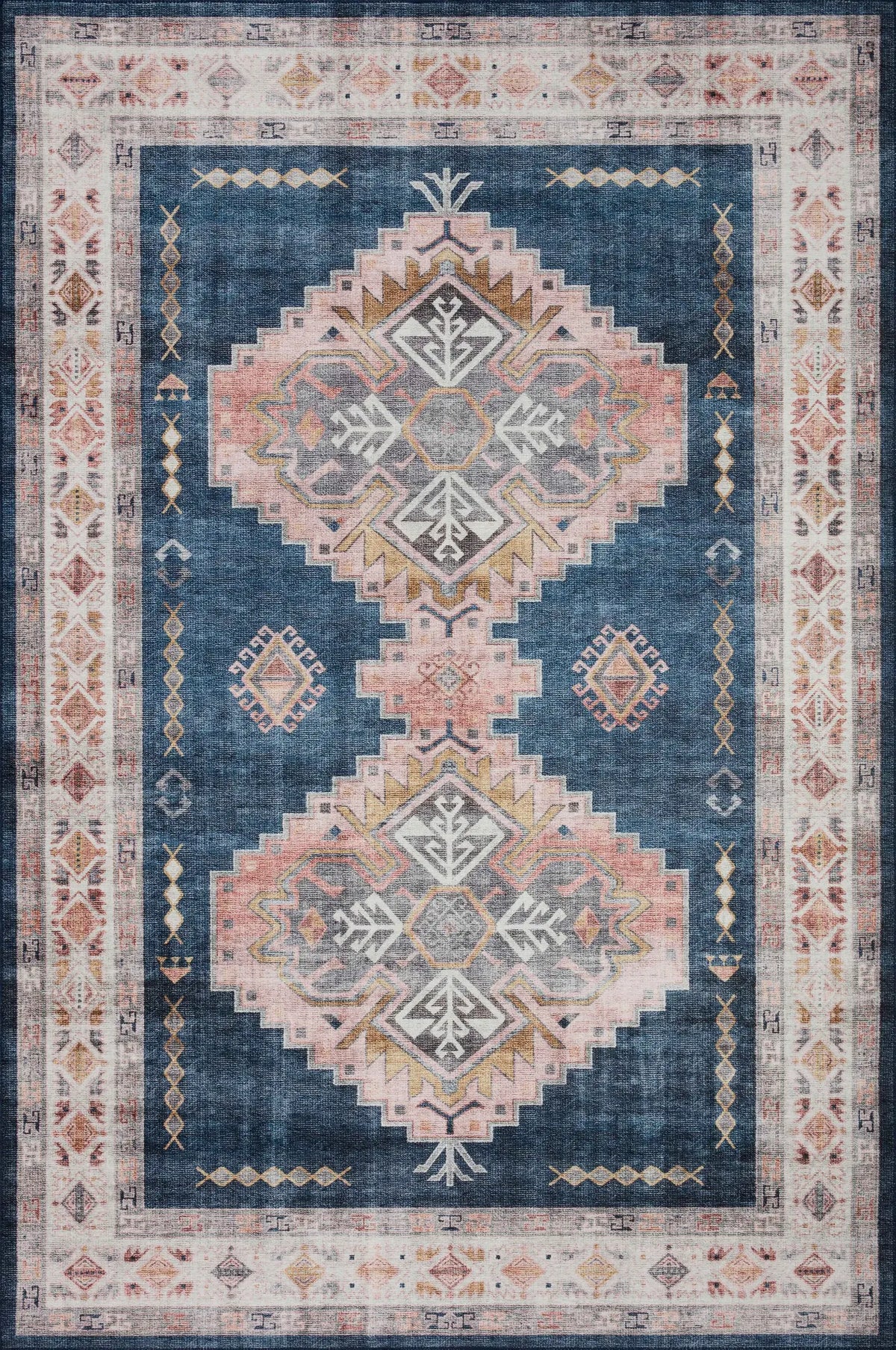 Loloi Heidi Hei-03 Denim/Blush Rugs - main flat