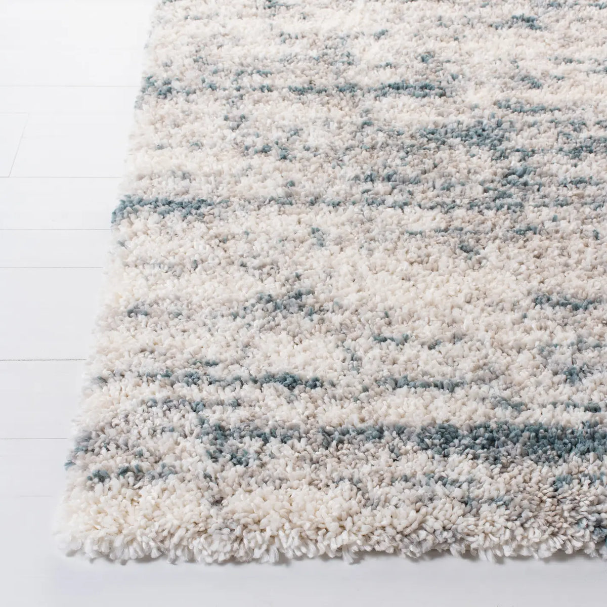 Safavieh Fontana Shag 800 4'-0" x 6'-0" Rug in Ivory / Teal