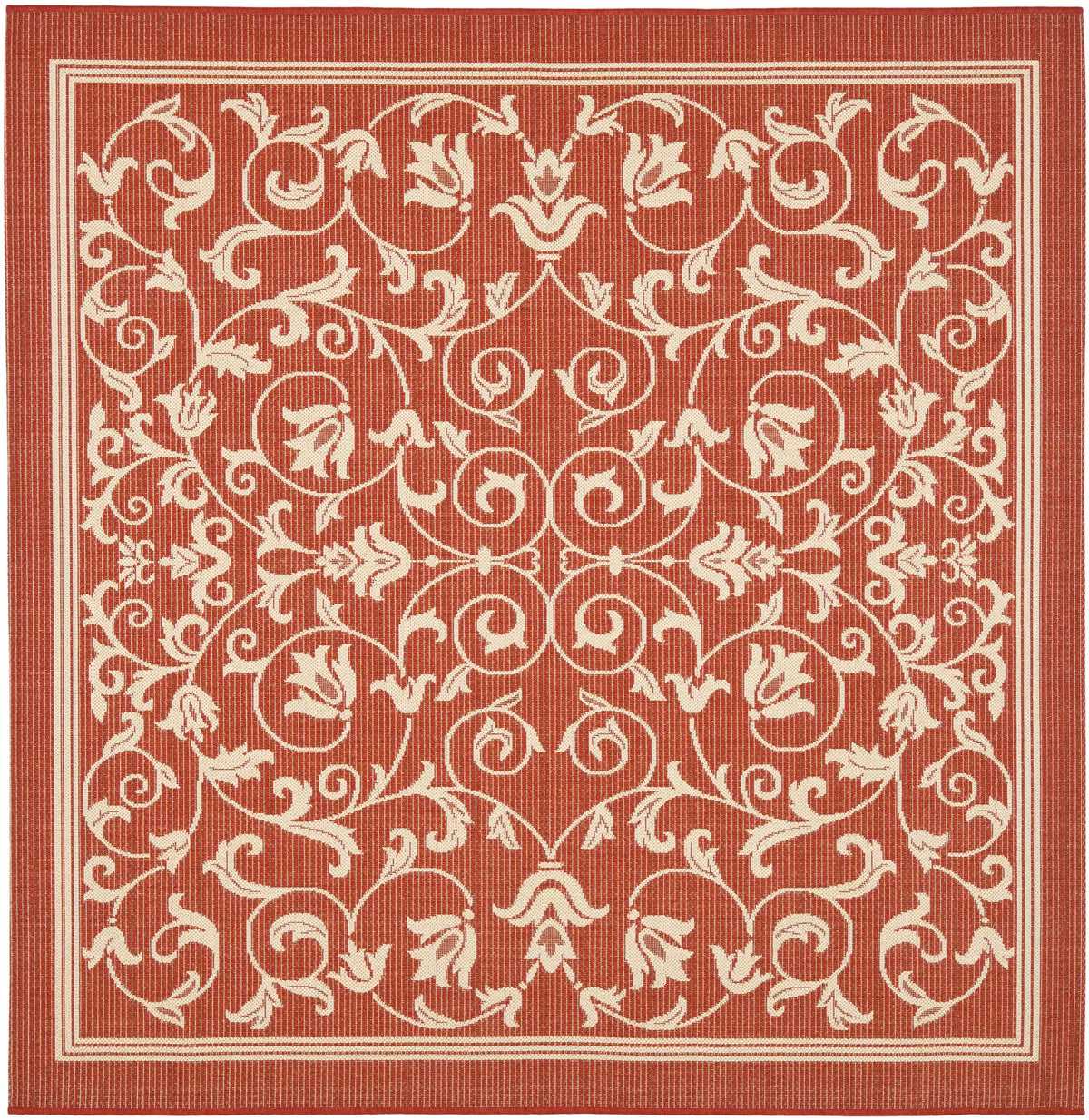 Safavieh Courtyard 7'-10" x 7'-10" Rug in Red / Natural