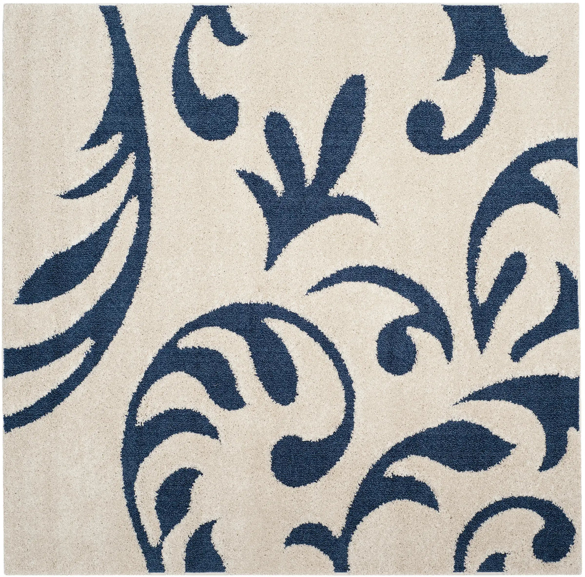 Safavieh Florida Shag 6'-7" x 6'-7" Rug in Cream / Blue
