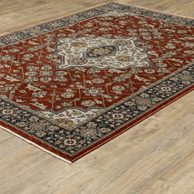 Oriental Weavers Sphinx Aberdeen 4151R Red/ Blue Rugs - angle detail