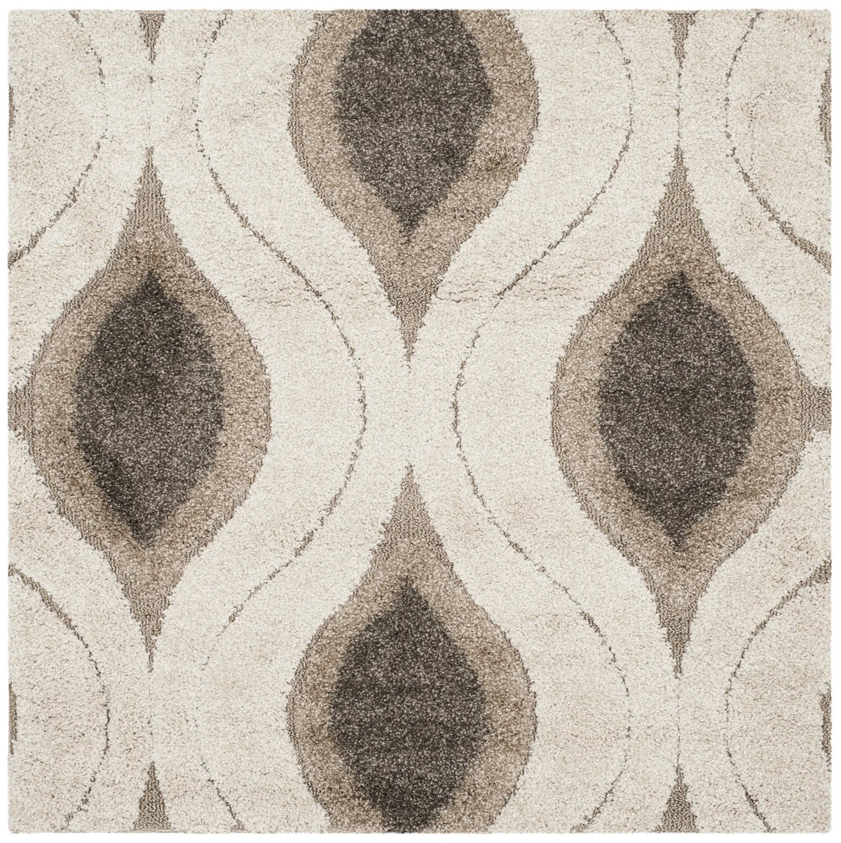 Safavieh Florida Shag 4'-0" x 4'-0" Rug in Cream / Smoke