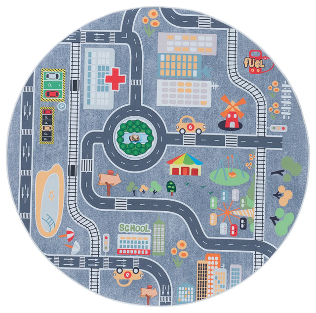 Safavieh Tacoma Kids 100 5'-0" x 5'-0" Rug in Grey / Dark Grey