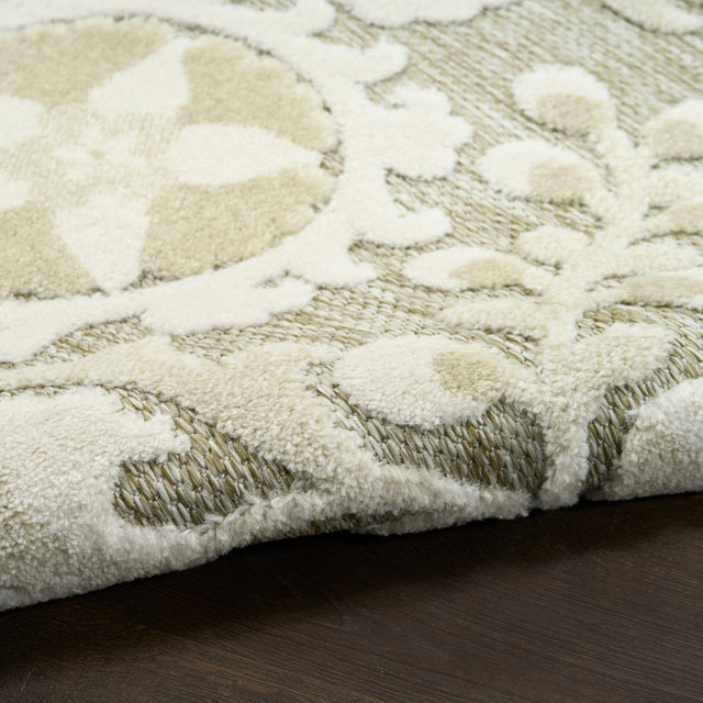 Nourison Aloha ALH17 Machine Made Ivory, Sage Rug