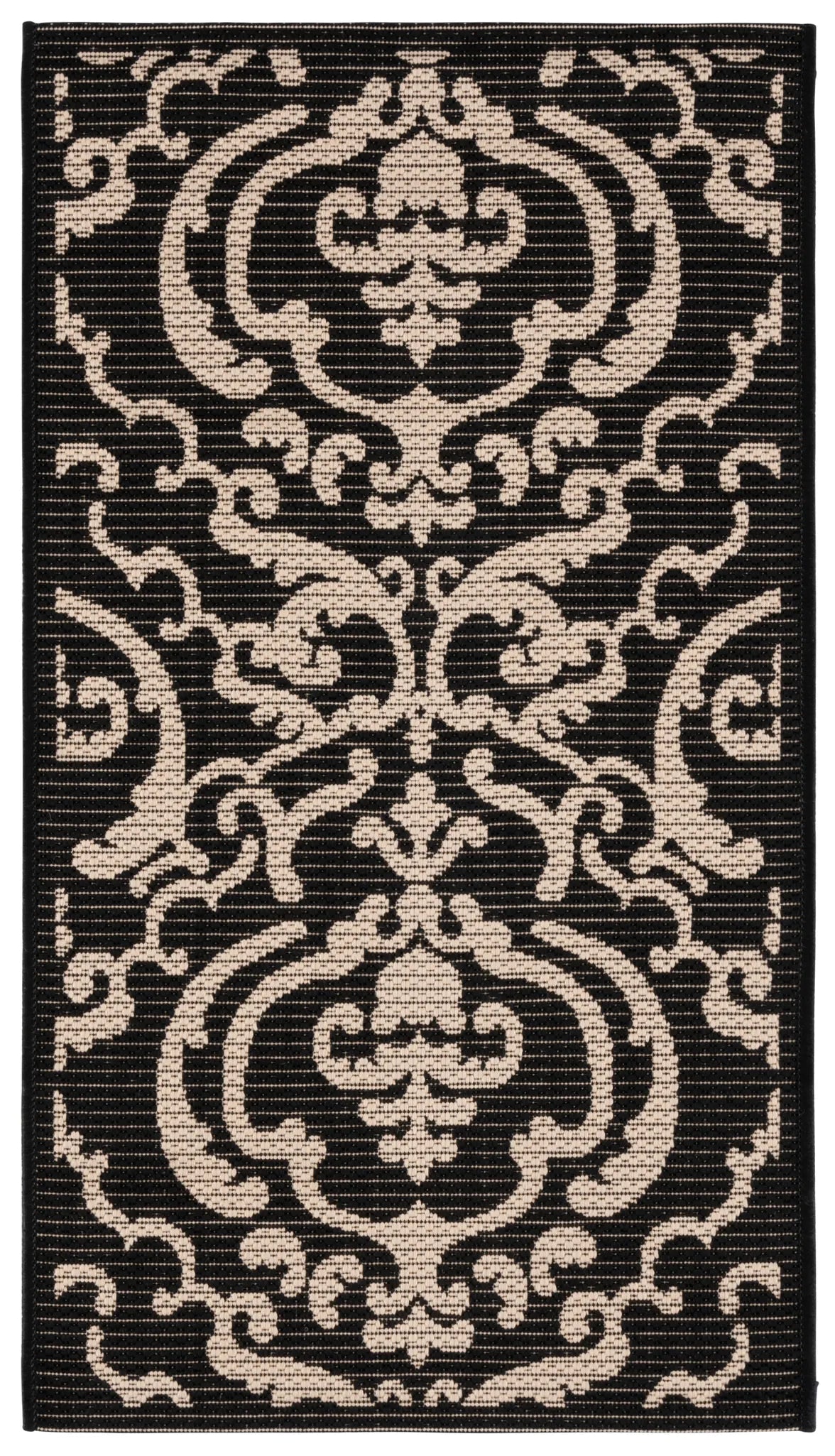 Safavieh Courtyard 2'-0" x 3'-7" Rug in Black / Sand