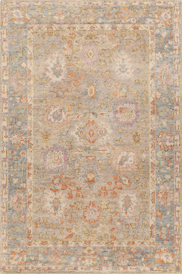 Chandra Wendi WEN-58102 Tan / Blue / Orange / Multi rug, flat view