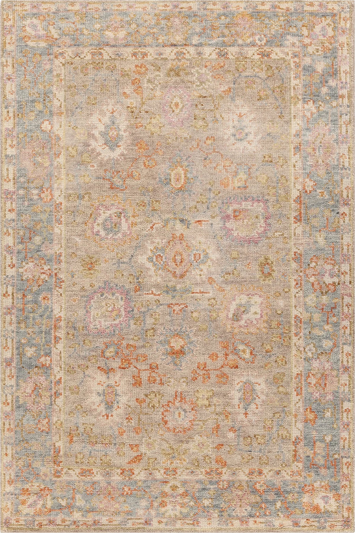 Chandra Wendi WEN-58102 Tan / Blue / Orange / Multi rug, flat view