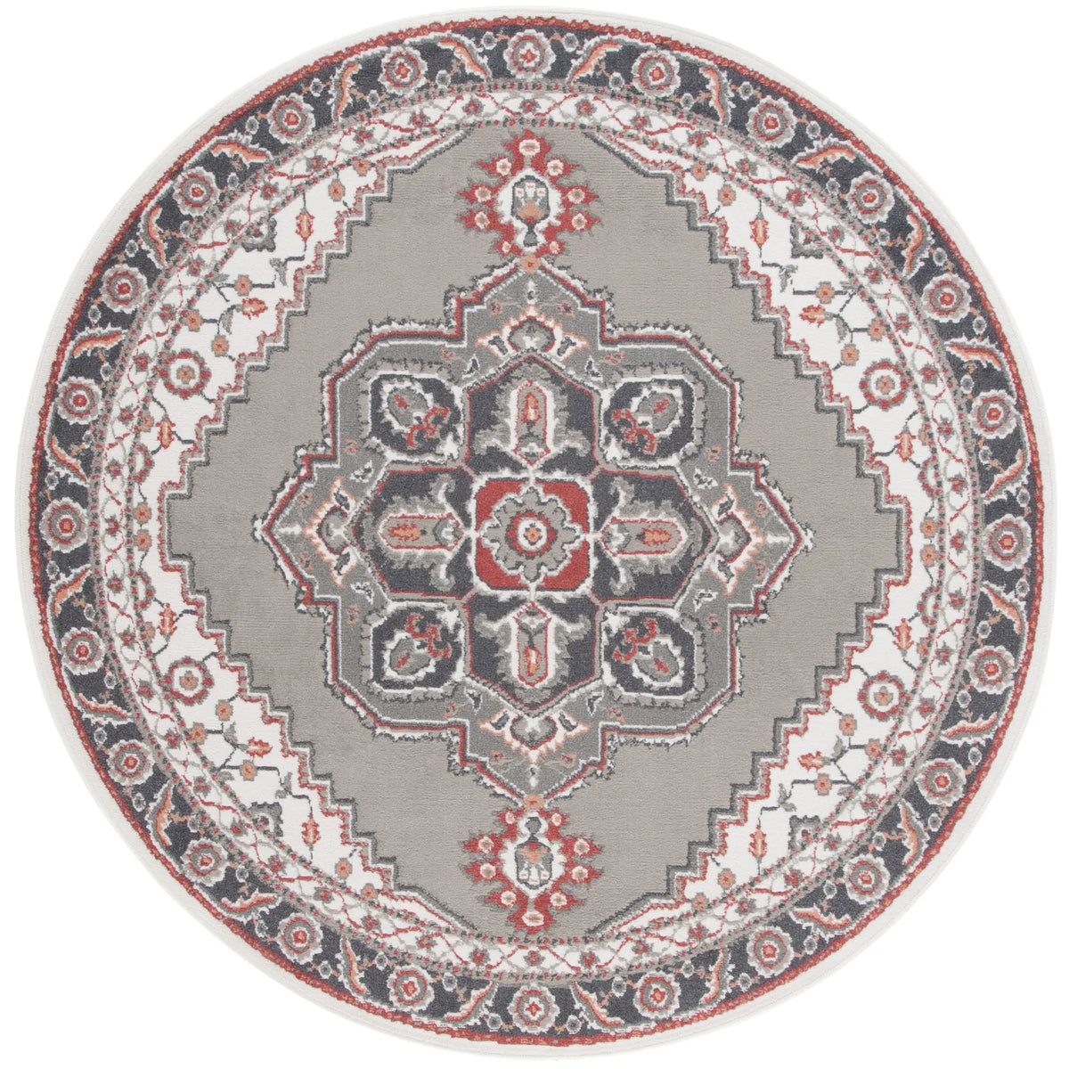Safavieh Pyramid 6'-7" x 6'-7" Rug in Grey/Ivory / Rust