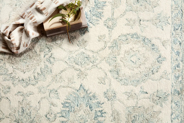 Loloi Norabel Nor-04 Ivory/Blue Rugs - styled aerial 1