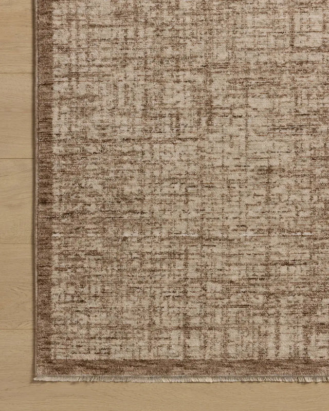 Loloi Winston WIT-01 Earth / Bone Rug - corner on wood