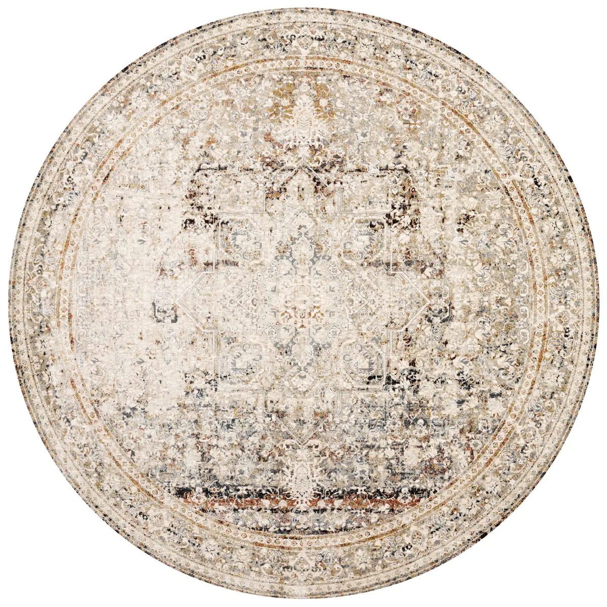 Loloi Theia The-05 Taupe/Brick Rug - round flat