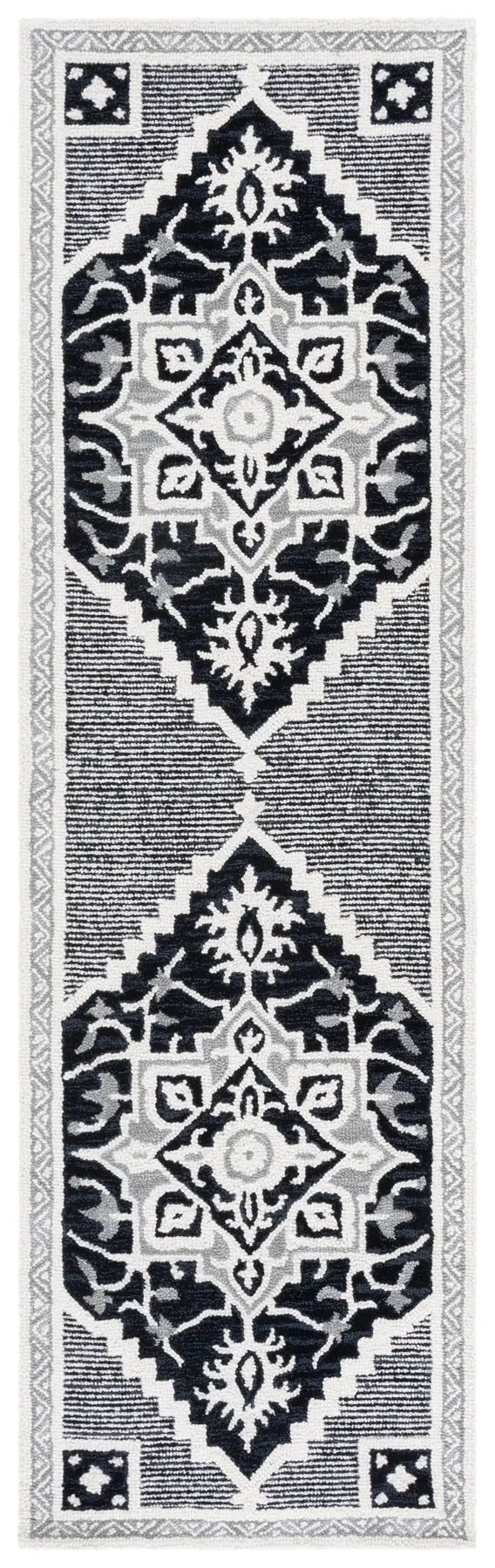Safavieh Heritage 2'-3" x 8'-0" Rug in Black / Ivory