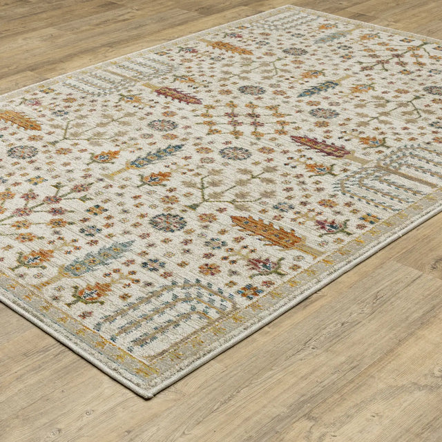Oriental Weavers Sphinx Andorra 2449B Ivory/ Multi Rug - angle detail