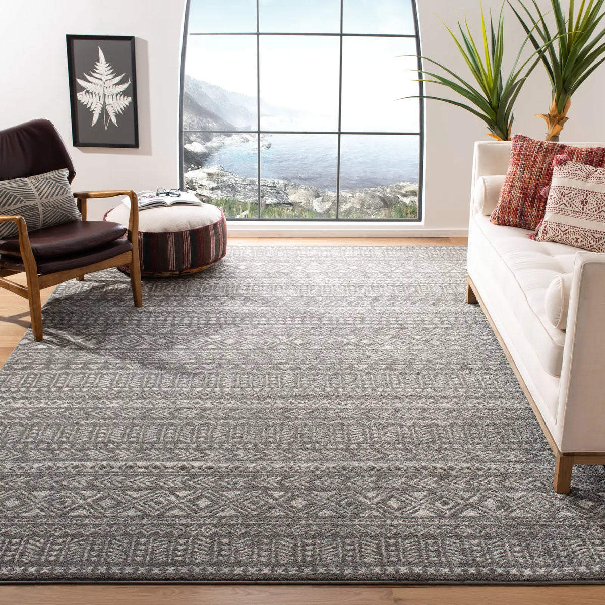 Safavieh Tulum 10'-0" x 13'-0" Rug in Dark Grey / Ivory