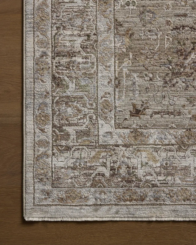 Loloi Aylin AYL-05 Pebble / Multi Rug - corner on wood