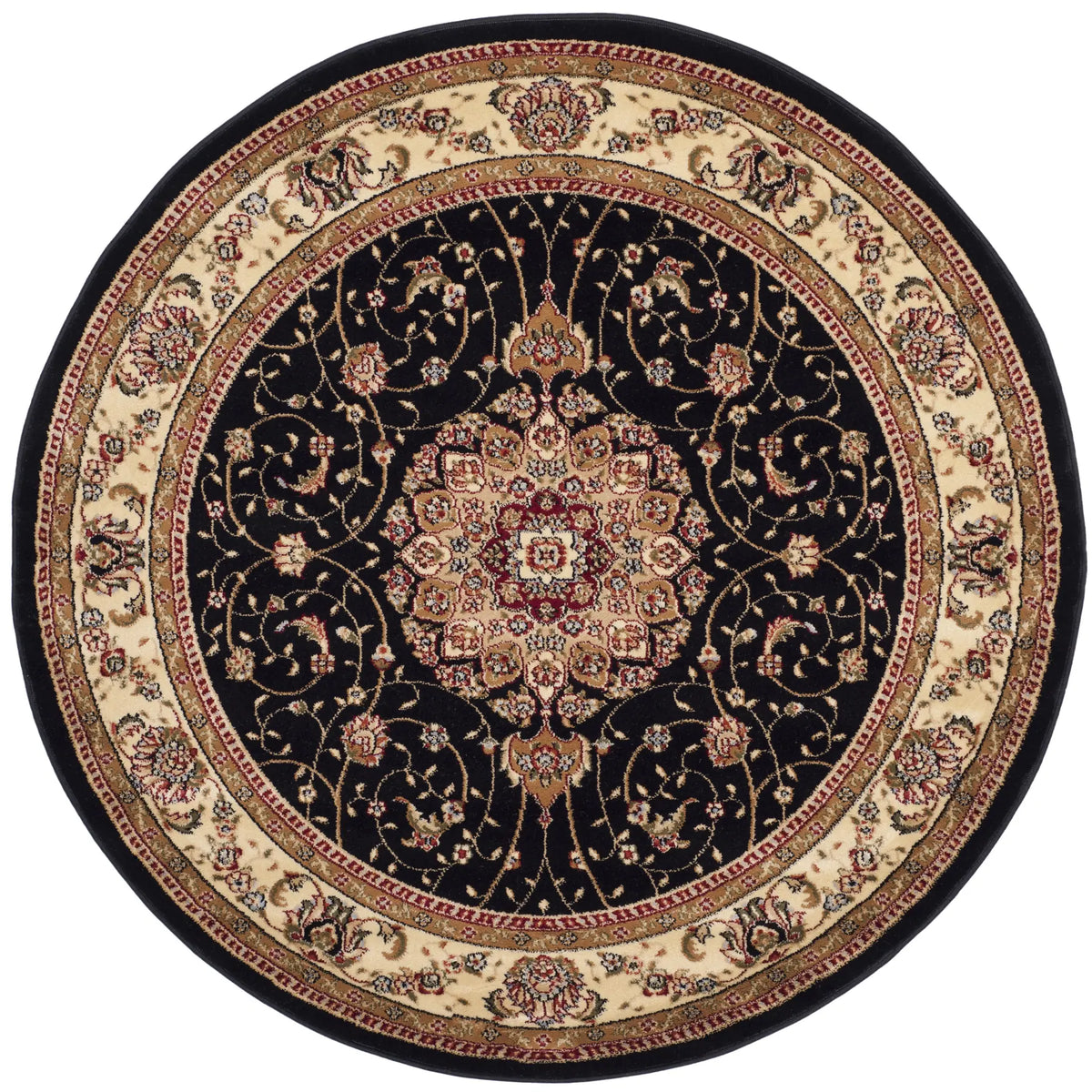 Safavieh Lyndhurst 5'-3" x 5'-3" Rug in Black / Ivory