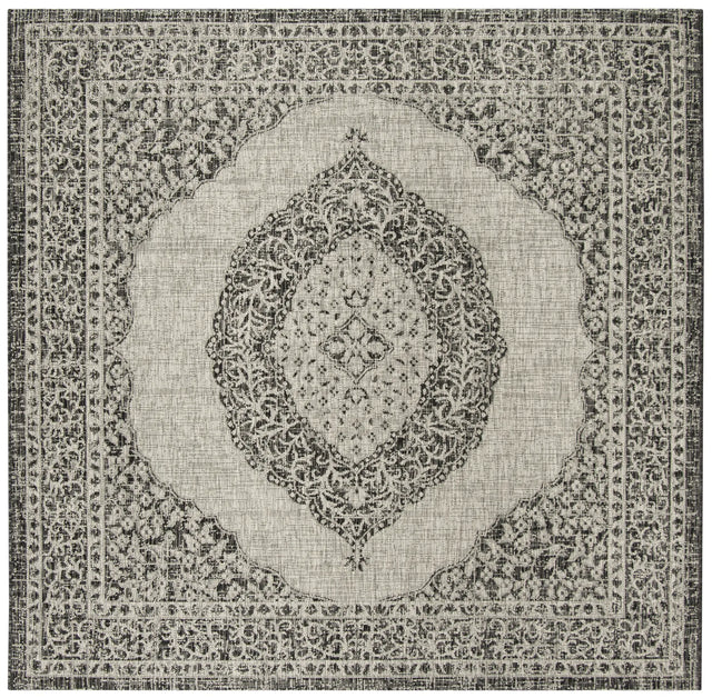 Safavieh Courtyard 6'-7" x 6'-7" Rug in Light Grey / Black