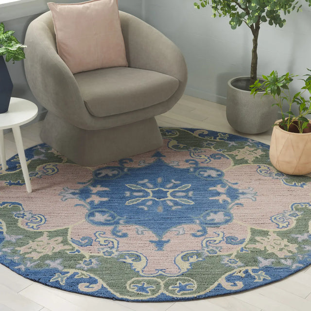 Safavieh Savonnerie 6'-0" x 6'-0" Rug in Blue / Pink