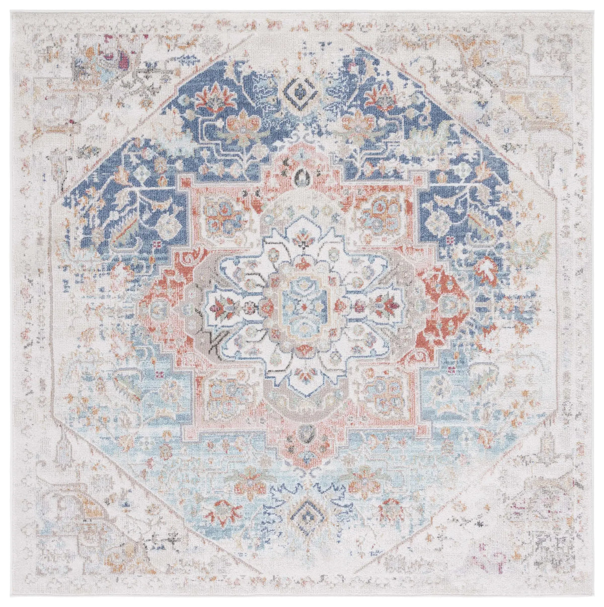 Safavieh Phoenix 500 6'-7" x 6'-7" Rug in Ivory / Blue