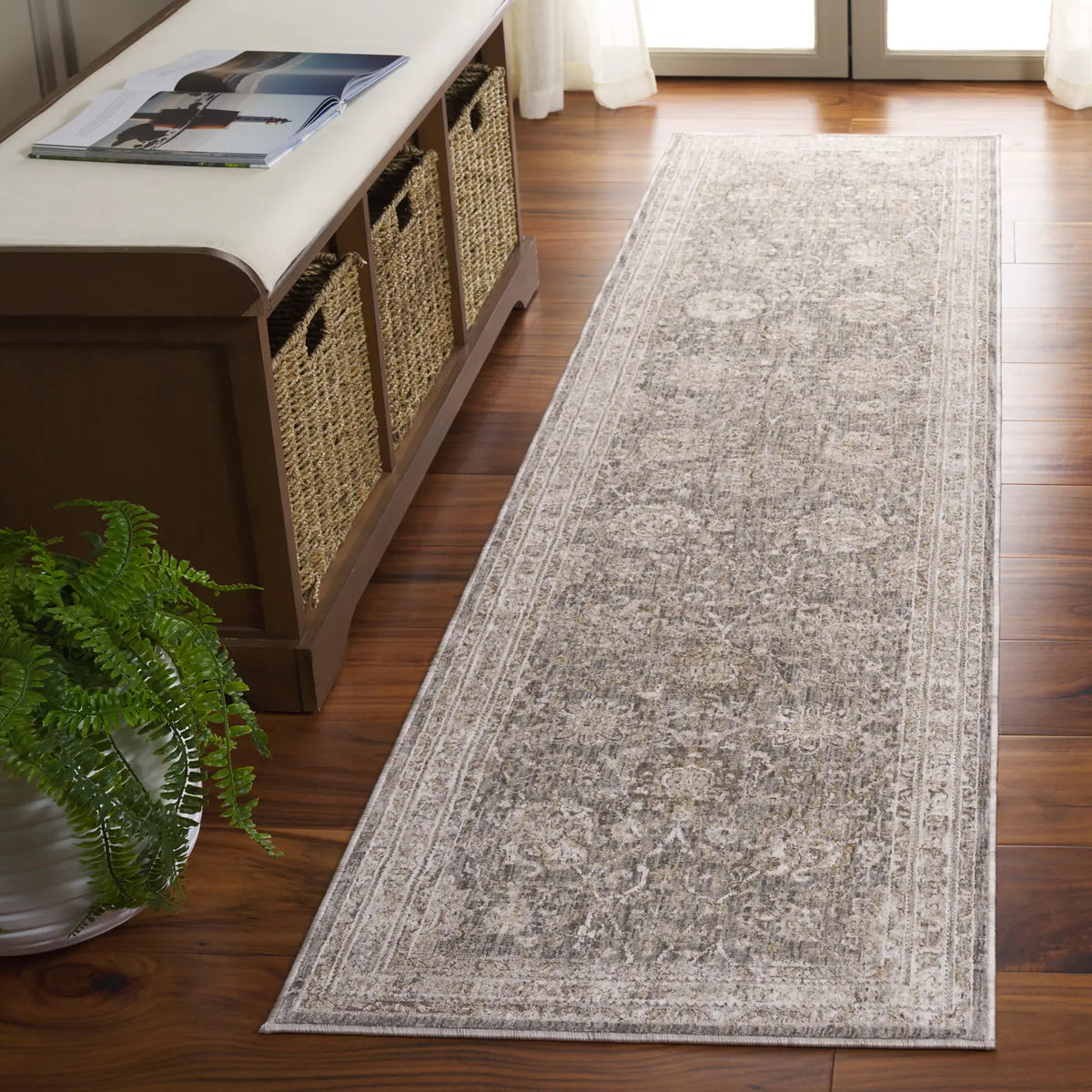 Safavieh Mason 100 2'-0" x 8'-0" Rug in Beige / Dark Grey Ivory