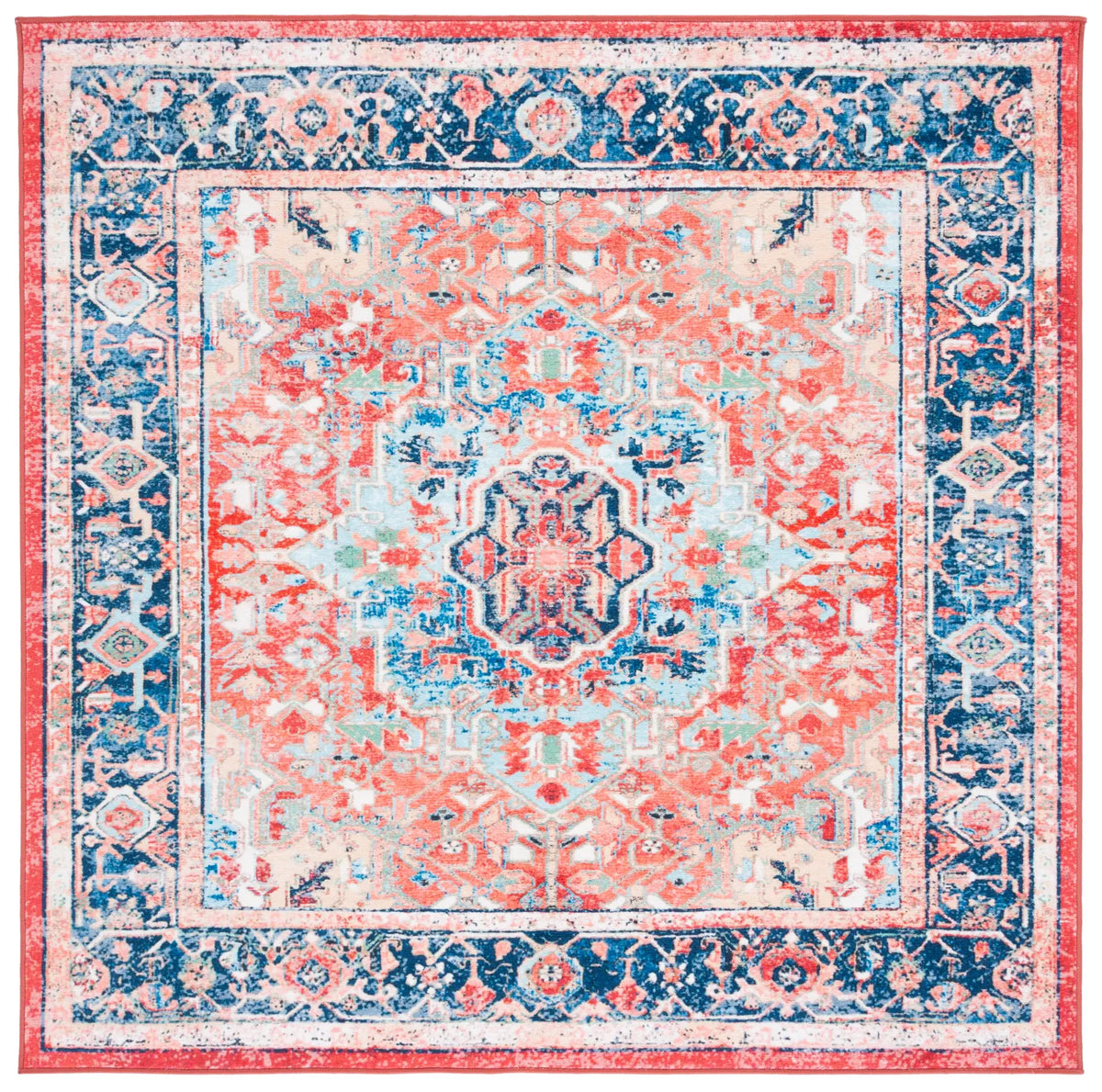 Safavieh Riviera 6'-7" x 6'-7" Rug in Navy / Red