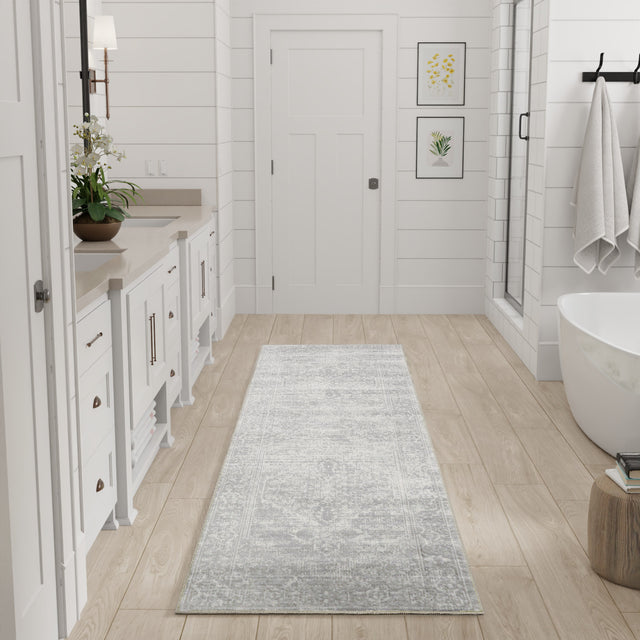 Nourison Astra Machine Washable ASW11 Machine Made Light Grey Rug