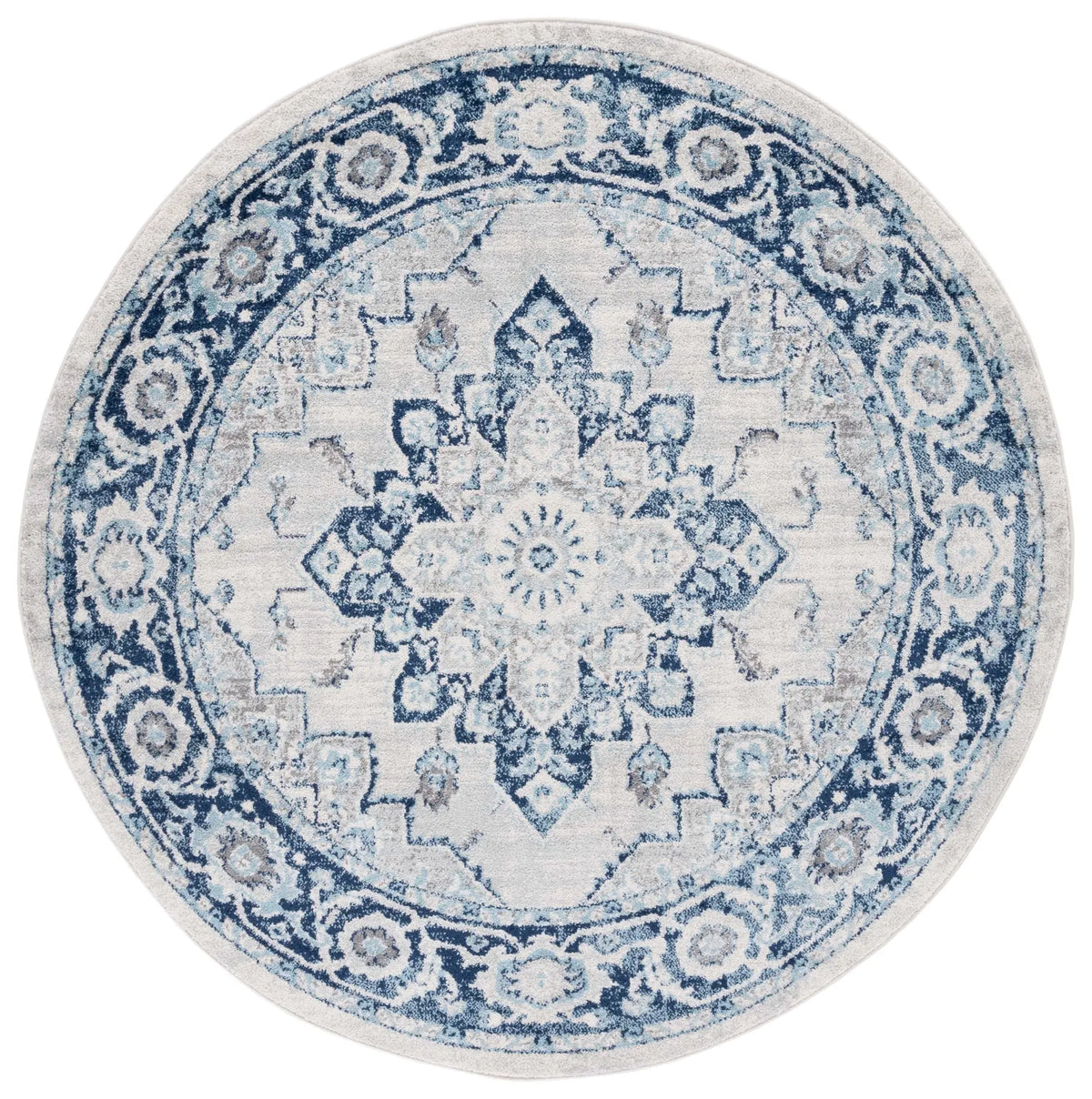 Safavieh Tulum 6'-7" x 6'-7" Rug in Ivory / Blue