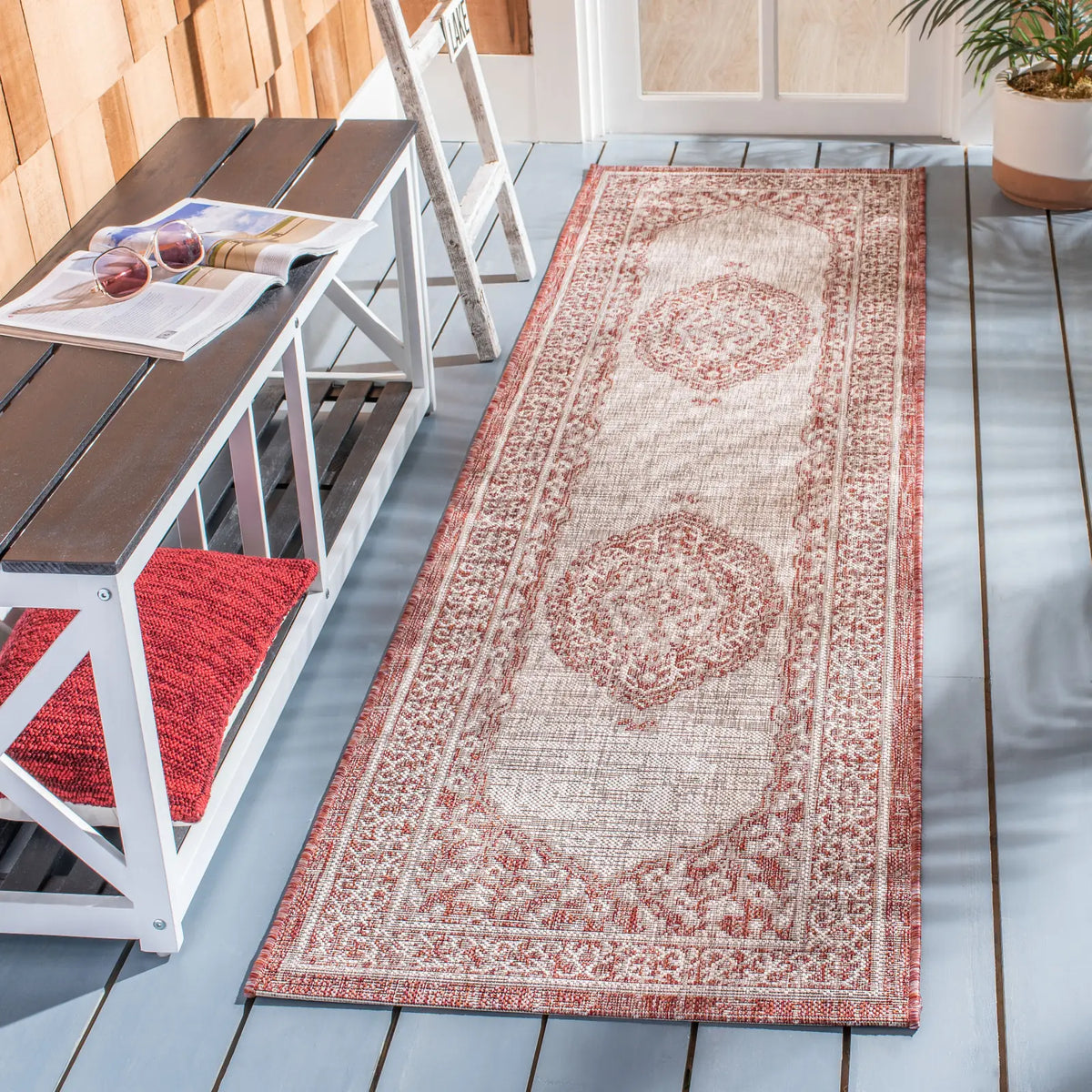 Safavieh Courtyard 2'-3" x 10'-0" Rug in Light Beige / Terracotta