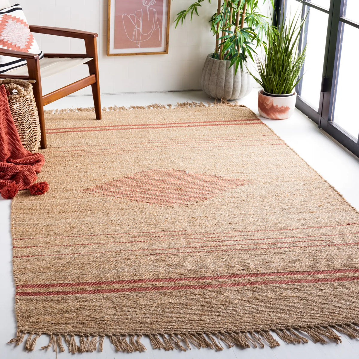 Safavieh Natural Fiber 4'-0" x 6'-0" Rug in Rust / Natural