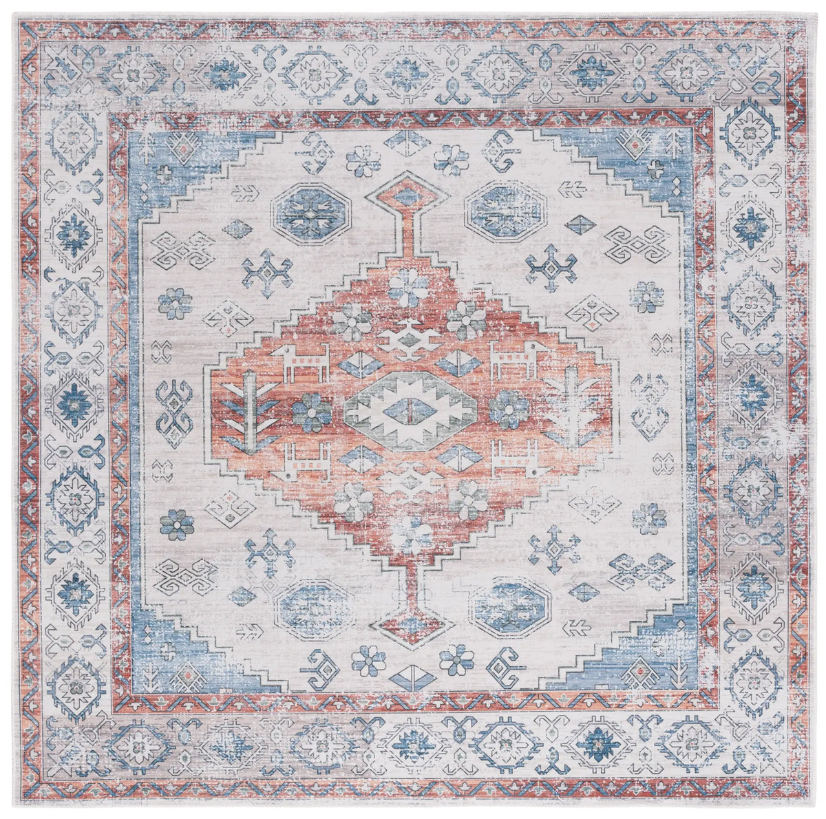 Safavieh Arizona 6'-0" x 6'-0" Rug in Rust / Beige