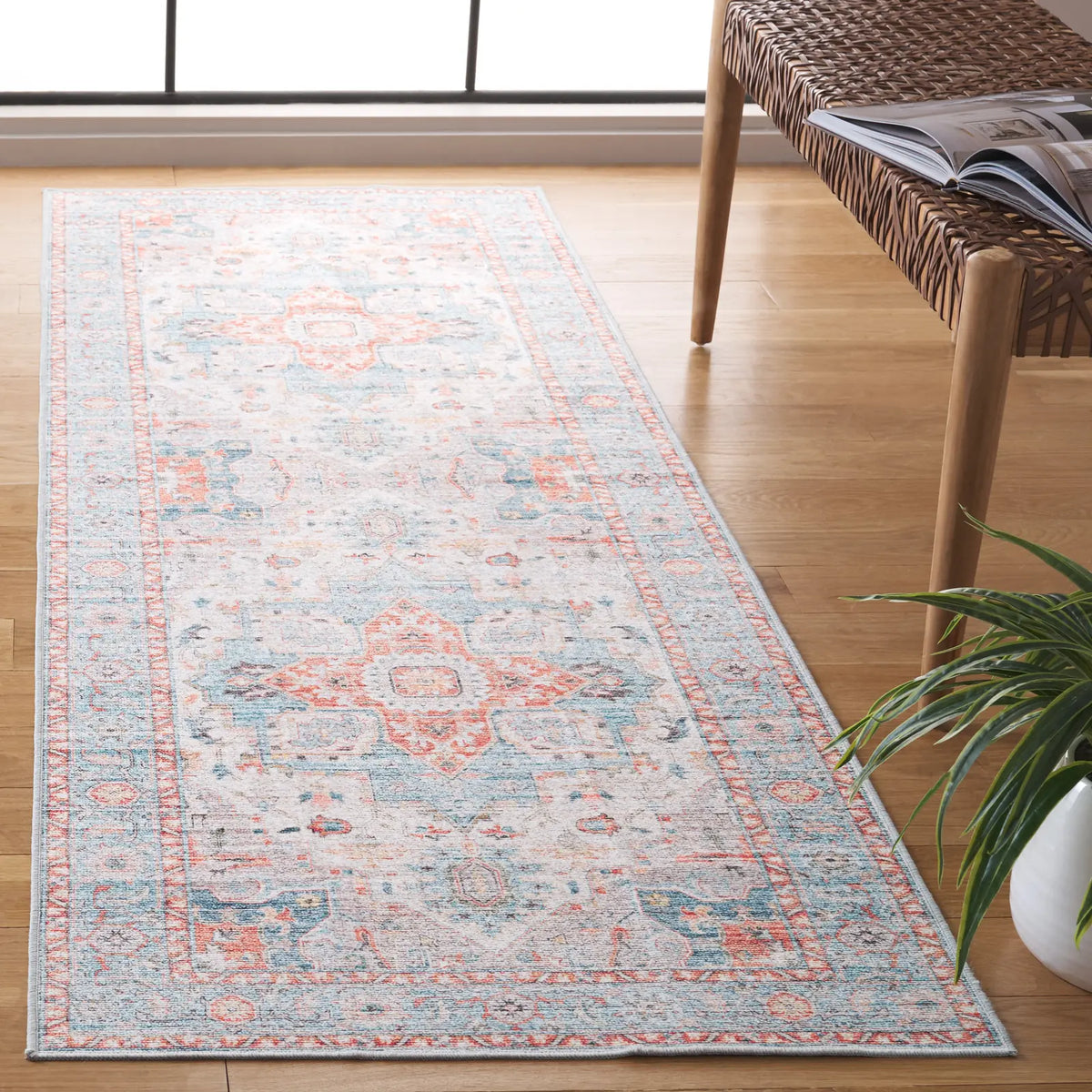 Safavieh Arizona 2'-6" x 8'-0" Rug in Turquoise / Rust