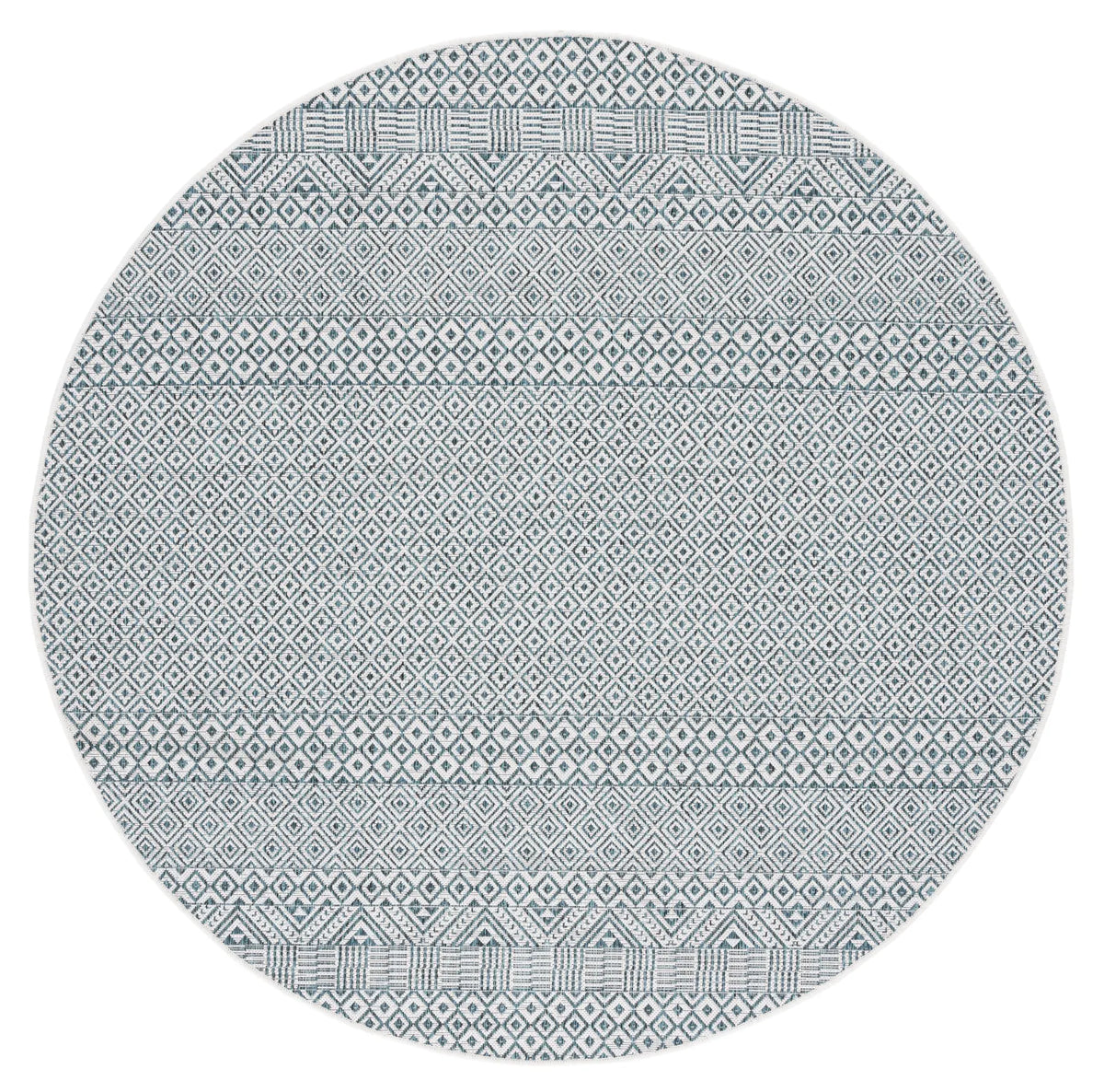 Safavieh Courtyard 6'-7" x 6'-7" Rug in Ivory / Aqua