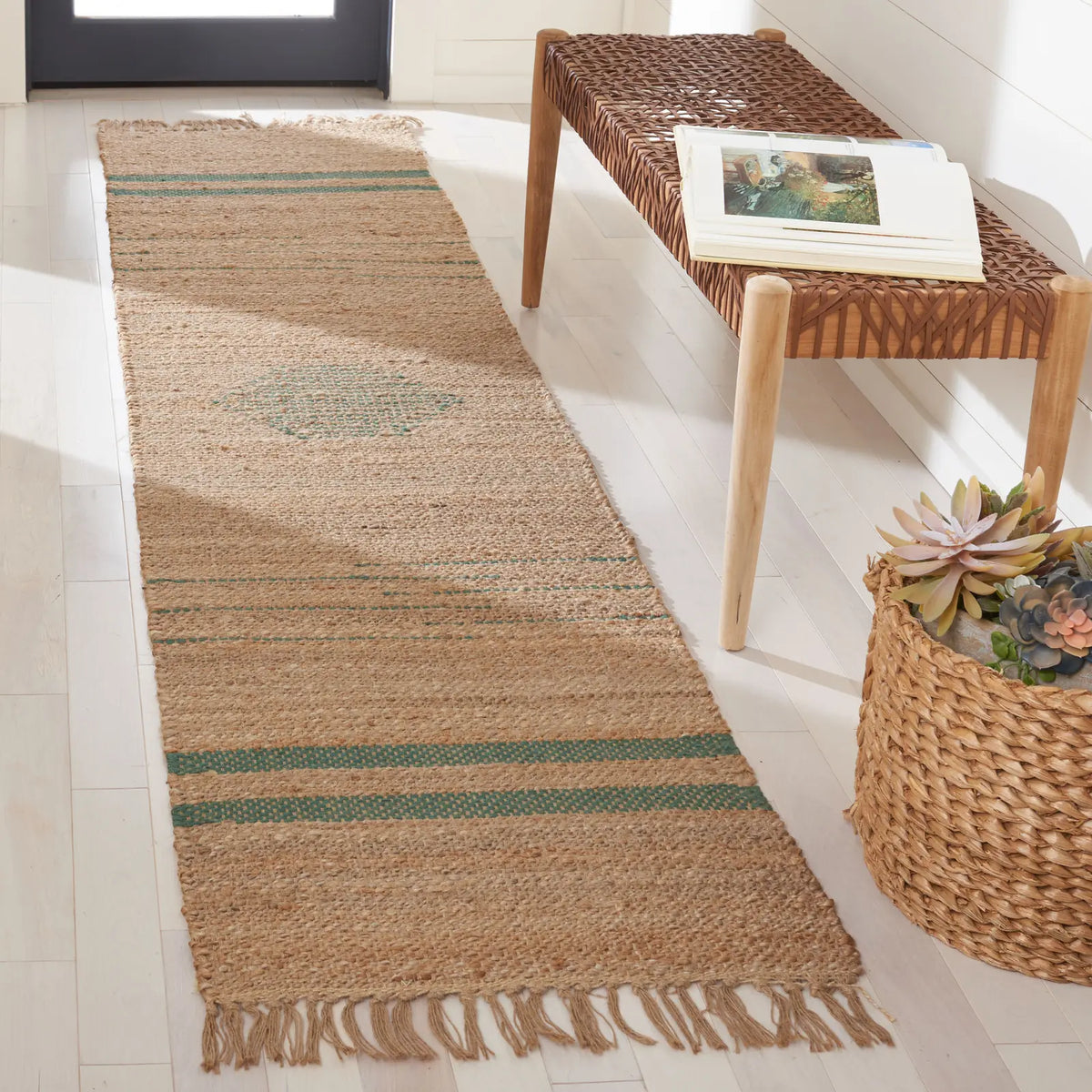 Safavieh Natural Fiber 2'-0" x 9'-0" Rug in Green / Natural