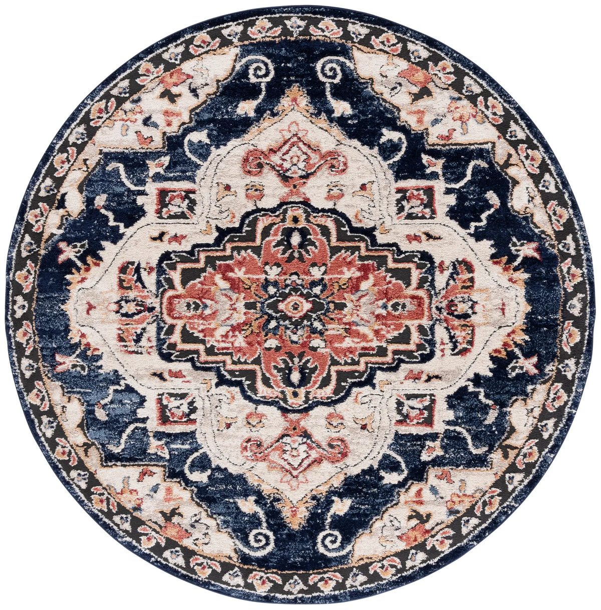 Safavieh Luna 6'-7" x 6'-7" Rug in Navy / Beige Rust