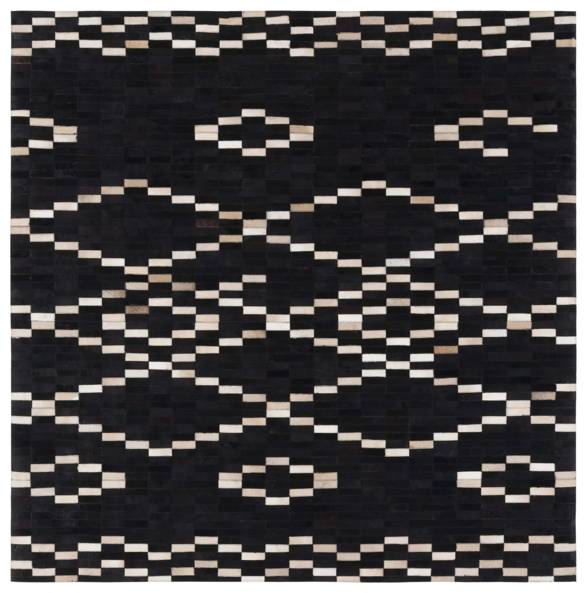 Safavieh Studio Leather 6'-0" x 6'-0" Rug in Black / Beige
