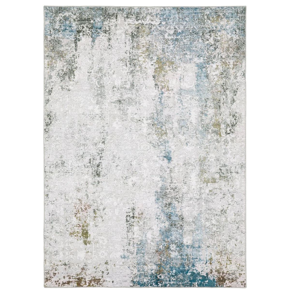 Oriental Weavers Machine Washable Malibu Mal06 Ivory/ Blue Rug - main flat